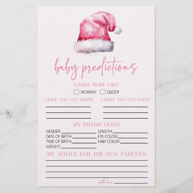 Pink Santa Baby Dusche Vorhersagen Aktivität Briefpapier (Vorderseite)