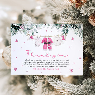 Pink Santa Baby Weihnachten Baby Shower Danke Einladung