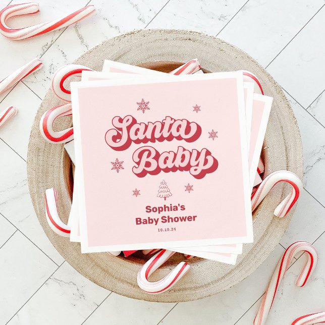 Pink Santa Baby Weihnachtsdusche Serviette (Von Creator hochgeladen)