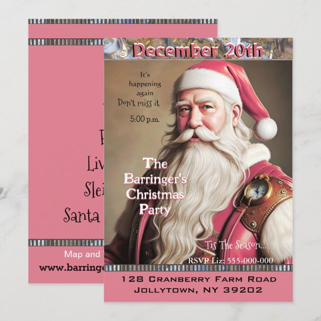 Pink Santa Behaltend Weihnachtszeit Weihnachten Pa Einladung (Vorne/Hinten)