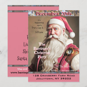 Pink Santa Behaltend Weihnachtszeit Weihnachten Pa Einladung