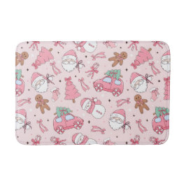 Pink Santa Christmas Bath Mat Badematte