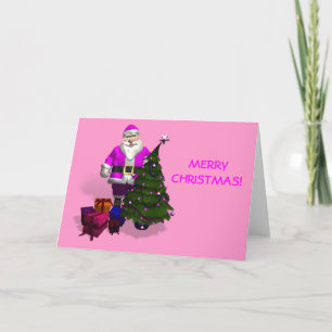 Pink Santa Claus Feiertagskarte