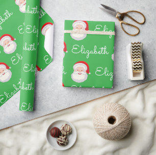 Pink Santa Face Persönliche Weihnachtsgeschenke Geschenkpapier