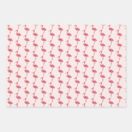 Pink Santa Flamingo Weihnachtsfeiertag Muster Geschenkpapier Set