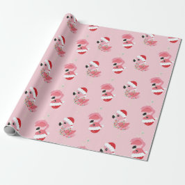 Pink Santa Flamingo Weihnachtswrapping Paper Geschenkpapier