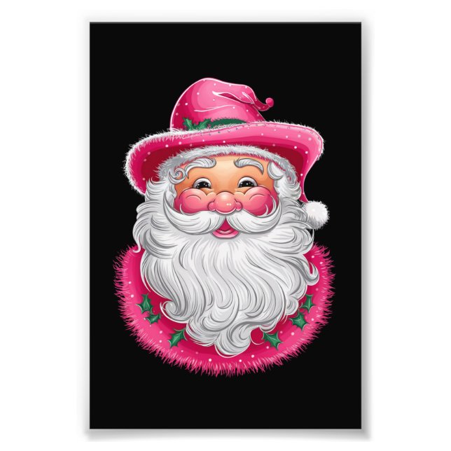 Pink Santa Retro Weihnachten Matching Family Party Fotodruck (Vorne)