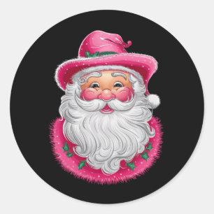 Pink Santa Retro Weihnachten Matching Family Party Runder Aufkleber