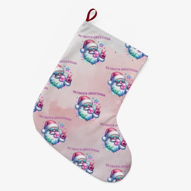 PINK SANTA STRUMPFS STYLEDBYTRREAL GROßER WEIHNACHTSSTRUMPF (Vorderansicht (hängend))