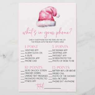 Pink Santa Was ist in Ihrem Telefon Baby Duschgame Briefpapier