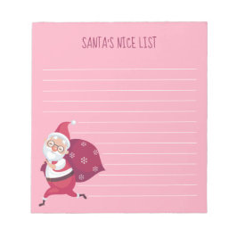 Pink Santa's Nice List Notepad Notizblock