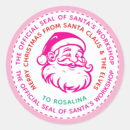 Pink Santa's Workshop Siegel Girls Geschenksticker Runder Aufkleber