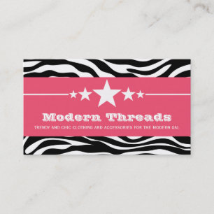 Pink Sassy Star Zebra Carte de visite d'impression