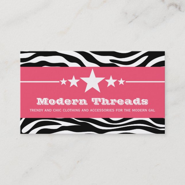 Pink Sassy Star Zebra Carte de visite d'impression (Devant)