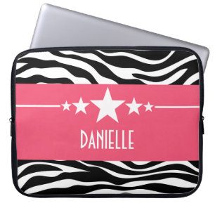 Pink Sassy Star Zebra Laptop Sleeve