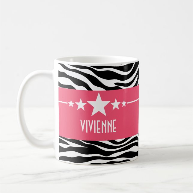 Pink Sassy Star Zebra Tasse (Links)