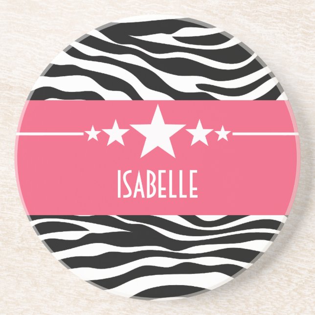 Pink Sassy Star Zebra Untersetzer (Vorne)