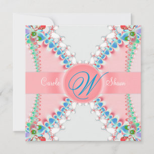 Pink Satin Fraktal Butterfly Hochzeit Einladung
