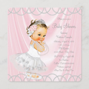 Pink Satin Pearl Little Lady Baby Dusche Einladung