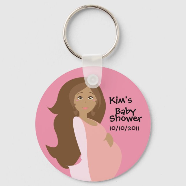 Pink Save the Date Baby Dusche Schlüsselanhänger (Vorderseite)