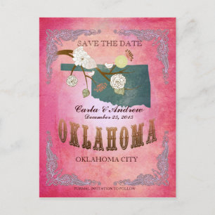 Pink Save the Date - Oklahoma Karte mit hübschen V
