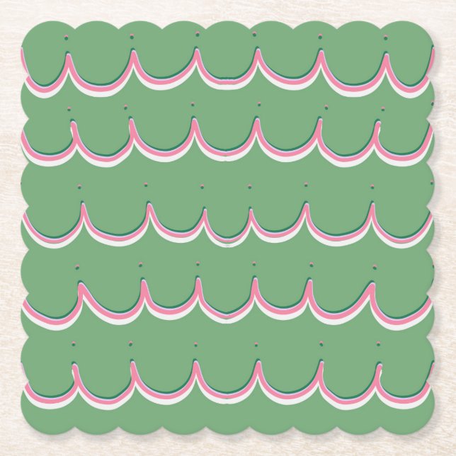 Pink Scallops Coaster Untersetzer (Vorderseite)