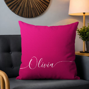Pink schimmernder weißer eleganter Kalligrafieschr Kissen
