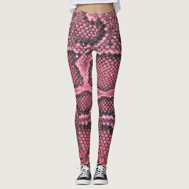 Pink-Schlange-Muster Leggings (Vorderseite)