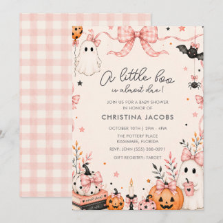Pink Schleife Geist Oktober Halloween Baby Shower Einladung