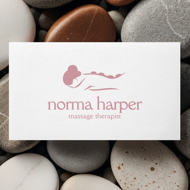 Pink Schlicht Stone Massage Therapie Wellness Day  Visitenkarte (Von Creator hochgeladen)