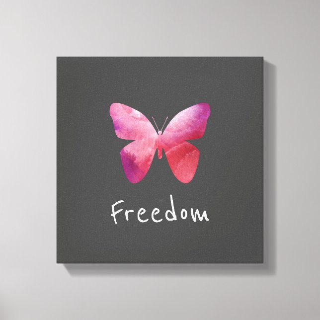 Pink-Schmetterling-Freiheit whimsissig Leinwanddruck (Vorderseite)