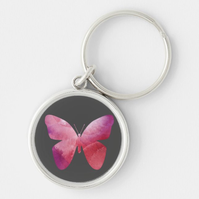 Pink-Schmetterling-Freiheit whimsissig Schlüsselanhänger (Vorne)