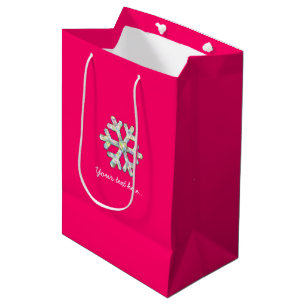 Pink-Schneeflocke-Rosa-Weihnachten Mittlere Geschenktüte