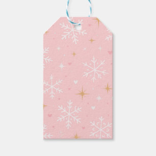Pink-Schneeflocken & Gold-Glitzer-Weihnachts-Gesch Geschenkanhänger
