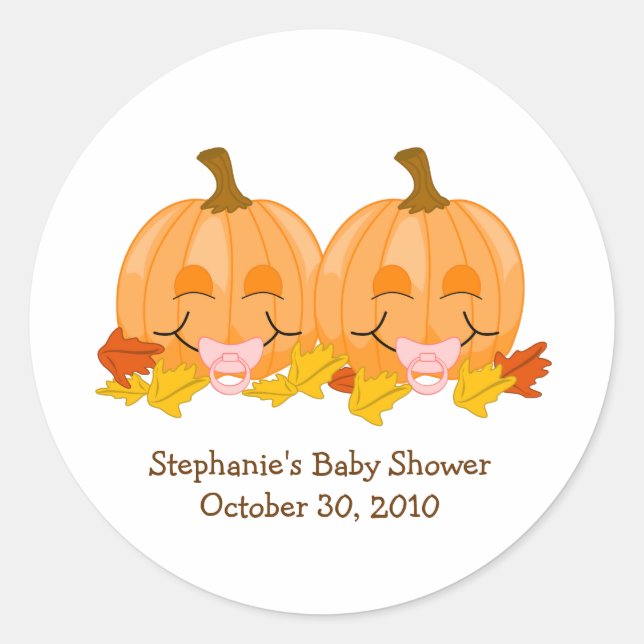 Pink Schnuller Pumpkins Baby Dusche Gefallen Stick Runder Aufkleber (Vorderseite)