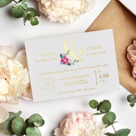 Pink Schöne Blumenverkleidung und Typografie Hochz Folieneinladung
