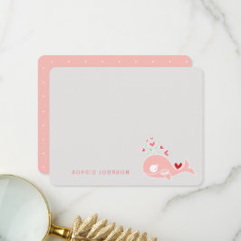Pink Schwangere Mommy Whale mit Twins Babydusche Dankeskarte