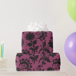 Pink-schwarz-gotische Blume Muster Halloween Geschenkpapier