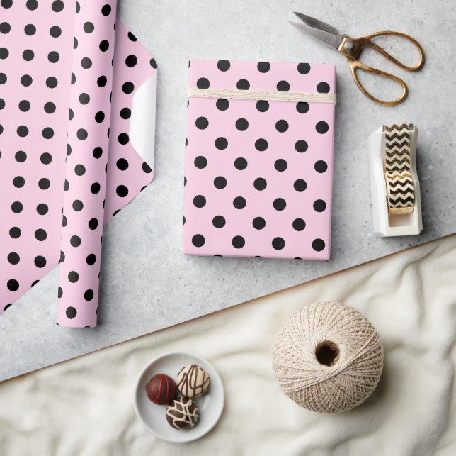 Pink-schwarz-polka-Punktpapier Geschenkpapier (Kunsthandwerk)