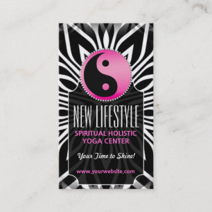 Pink Schwarz-weiß Balance Life Coach Business Card Visitenkarte