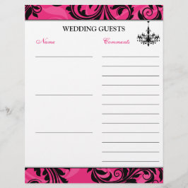 Pink Schwarz-weiß Chandelier Gästebuch