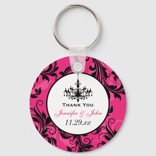 Pink Schwarz-weiß Chandelier Scroll Schlüsselanhän Schlüsselanhänger (Vorderseite)