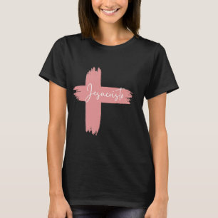 Pink Schwarz-weiß Cross Jesucristo T-Shirt