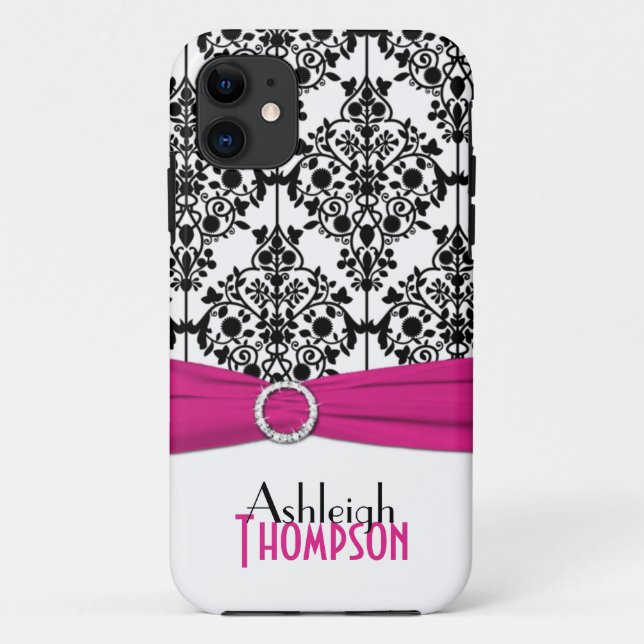 Pink, schwarz, weiß Damask iPhone 5 Fall Case-Mate iPhone Hülle (Rückseite)