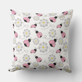 PINK SCHWARZ-WEISS LADYBUGS & WHITE DAISIES KISSEN