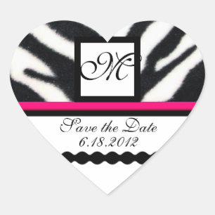 PINK SCHWARZ-WEISS ZEBRA FUR MONOGRAMM, Save the D Herz-Aufkleber