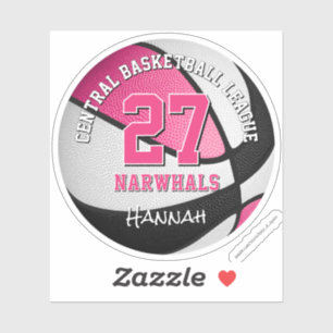 pink-schwarze Basketball-Mannschaftsfarben Mädchen Aufkleber