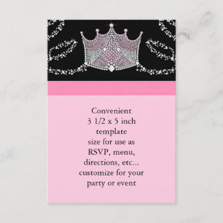 Pink Schwarzes Baby Mädchen Prinzessin Baby Shower RSVP Karte