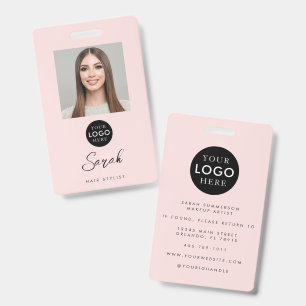 Pink-Schwarzes Geschäftslogo Haarstylist-Mitarbeit Ausweis