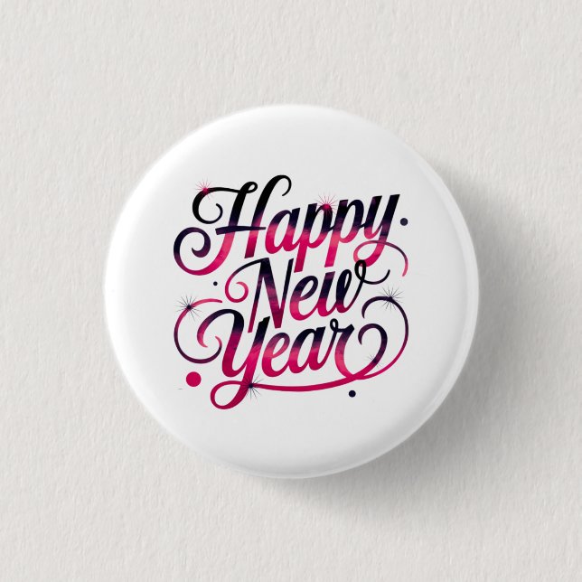 Pink-Schwarzes Neujahrs-2026-Schrift-Abzeichen Button (Vorderseite)